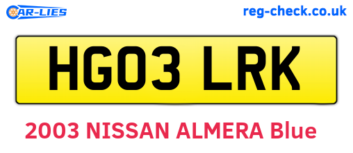 HG03LRK are the vehicle registration plates.