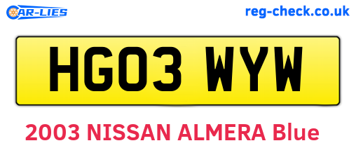 HG03WYW are the vehicle registration plates.