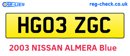 HG03ZGC are the vehicle registration plates.