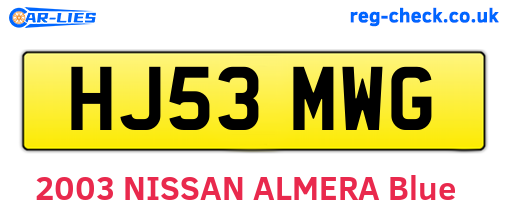 HJ53MWG are the vehicle registration plates.