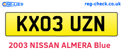 KX03UZN are the vehicle registration plates.