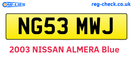 NG53MWJ are the vehicle registration plates.