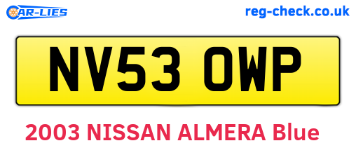 NV53OWP are the vehicle registration plates.