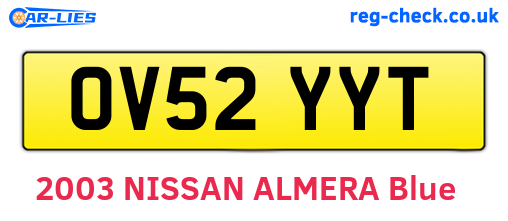 OV52YYT are the vehicle registration plates.