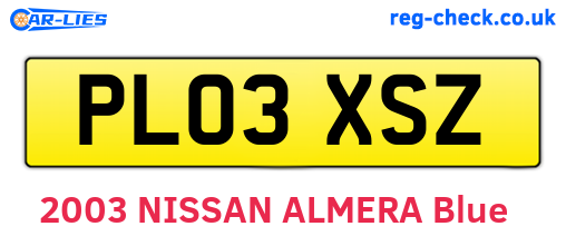 PL03XSZ are the vehicle registration plates.