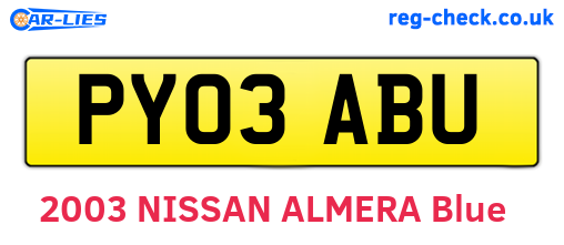 PY03ABU are the vehicle registration plates.