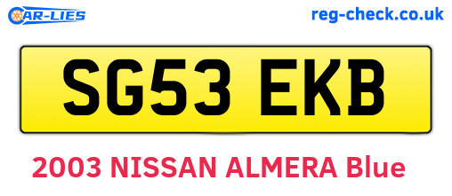 SG53EKB are the vehicle registration plates.