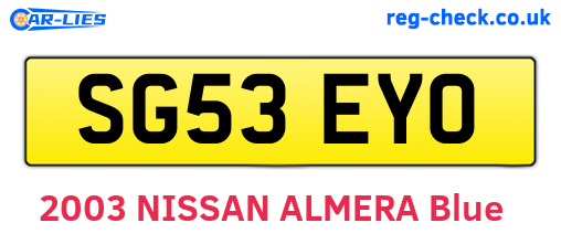 SG53EYO are the vehicle registration plates.