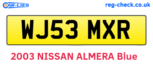 WJ53MXR are the vehicle registration plates.