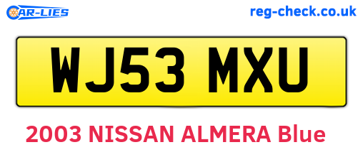 WJ53MXU are the vehicle registration plates.