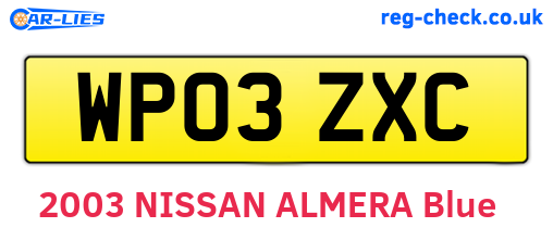 WP03ZXC are the vehicle registration plates.
