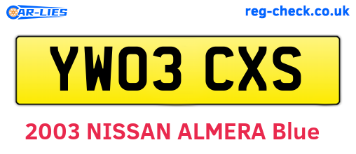 YW03CXS are the vehicle registration plates.