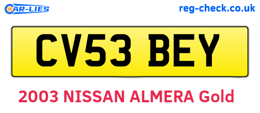 CV53BEY are the vehicle registration plates.