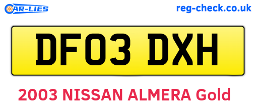 DF03DXH are the vehicle registration plates.