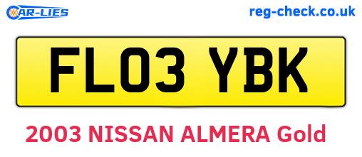 FL03YBK are the vehicle registration plates.