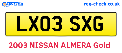 LX03SXG are the vehicle registration plates.