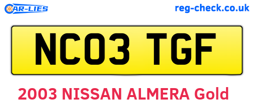 NC03TGF are the vehicle registration plates.