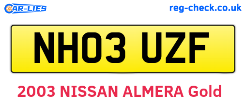 NH03UZF are the vehicle registration plates.
