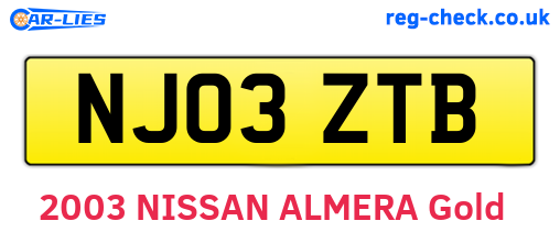 NJ03ZTB are the vehicle registration plates.