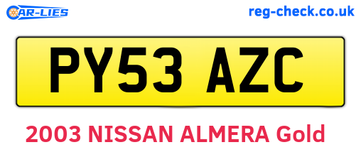 PY53AZC are the vehicle registration plates.