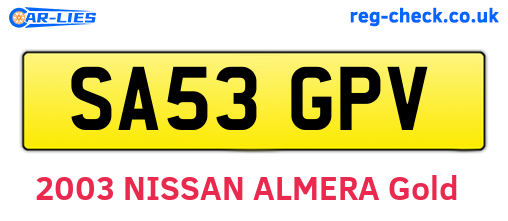 SA53GPV are the vehicle registration plates.