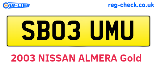 SB03UMU are the vehicle registration plates.