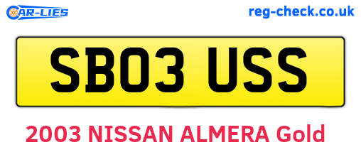 SB03USS are the vehicle registration plates.