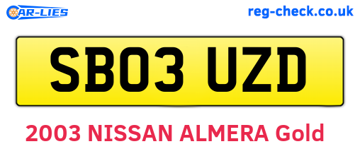 SB03UZD are the vehicle registration plates.