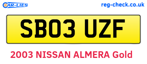 SB03UZF are the vehicle registration plates.