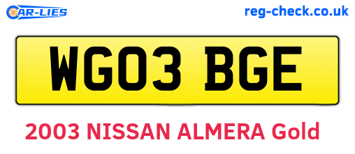 WG03BGE are the vehicle registration plates.