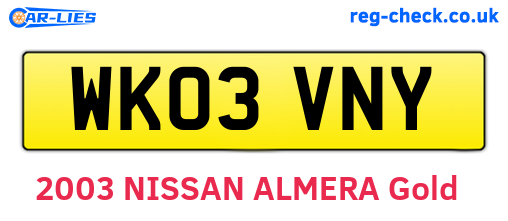 WK03VNY are the vehicle registration plates.