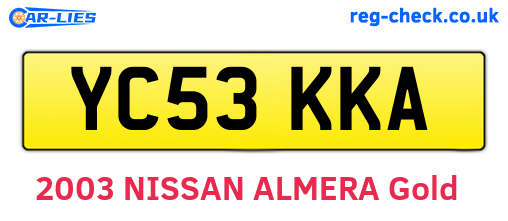 YC53KKA are the vehicle registration plates.