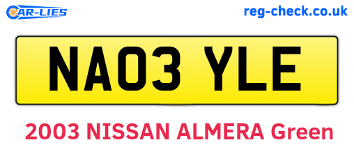 NA03YLE are the vehicle registration plates.