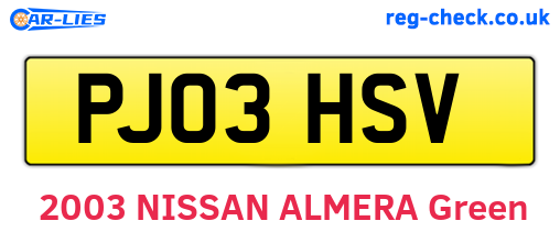 PJ03HSV are the vehicle registration plates.