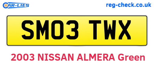 SM03TWX are the vehicle registration plates.