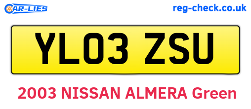 YL03ZSU are the vehicle registration plates.