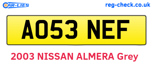 AO53NEF are the vehicle registration plates.