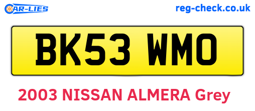BK53WMO are the vehicle registration plates.