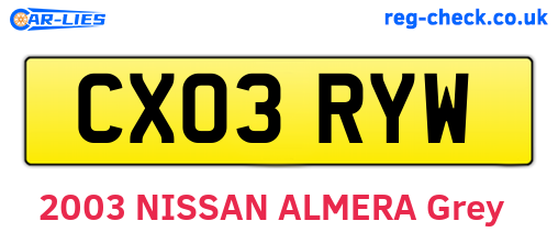 CX03RYW are the vehicle registration plates.
