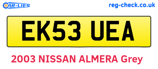 EK53UEA are the vehicle registration plates.