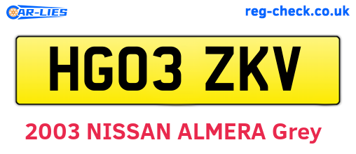 HG03ZKV are the vehicle registration plates.