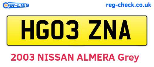 HG03ZNA are the vehicle registration plates.