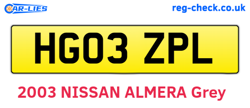 HG03ZPL are the vehicle registration plates.