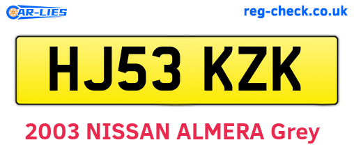 HJ53KZK are the vehicle registration plates.