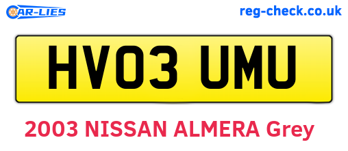 HV03UMU are the vehicle registration plates.