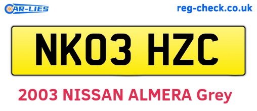 NK03HZC are the vehicle registration plates.