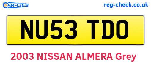 NU53TDO are the vehicle registration plates.