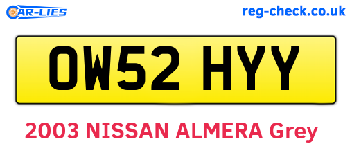 OW52HYY are the vehicle registration plates.