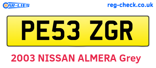 PE53ZGR are the vehicle registration plates.
