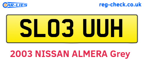SL03UUH are the vehicle registration plates.